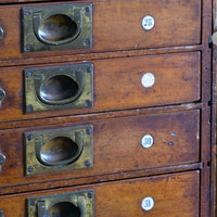 Bank Of Mahogany Drawers With Flush Brass Handles & Name Plates