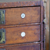 Bank Of Mahogany Drawers With Flush Brass Handles & Name Plates