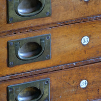 Bank Of Mahogany Drawers With Flush Brass Handles & Name Plates