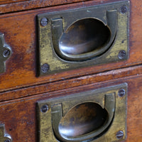 Bank Of Mahogany Drawers With Flush Brass Handles & Name Plates