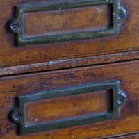 Bank Of Mahogany Drawers With Flush Brass Handles & Name Plates