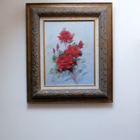 Still Life of Red Roses Oil On Canvas Signed Linda Britt