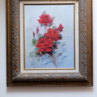 Still Life of Red Roses Oil On Canvas Signed Linda Britt