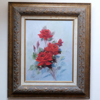 Still Life of Red Roses Oil On Canvas Signed Linda Britt