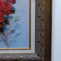 Still Life of Red Roses Oil On Canvas Signed Linda Britt
