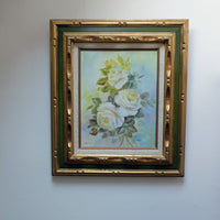 Yeiser signature on yellow roses painting