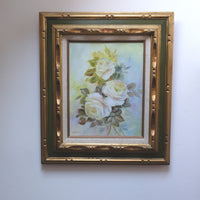 Signed Yeiser yellow roses oil painting on canvas