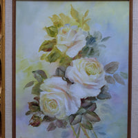 Yeiser signature on yellow roses painting