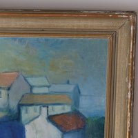 Colourful Pastel Harbour Scene – Oil on Board Coastal Painting