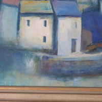 Colourful Pastel Harbour Scene – Oil on Board Coastal Painting