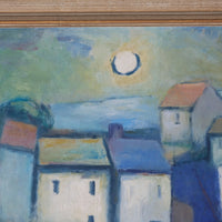 Colourful Pastel Harbour Scene – Oil on Board Coastal Painting
