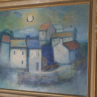 Colourful Pastel Harbour Scene – Oil on Board Coastal Painting