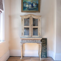 Painted Glass Cabinet On Stand with Single Drawer
