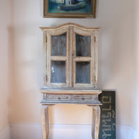 Painted Glass Cabinet On Stand with Single Drawer