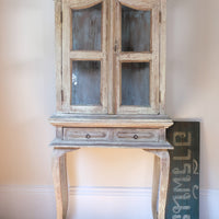 Painted Glass Cabinet On Stand with Single Drawer