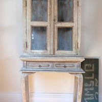 Painted Glass Cabinet On Stand with Single Drawer