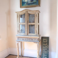 Painted Glass Cabinet On Stand with Single Drawer