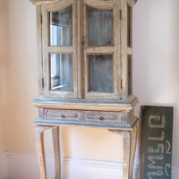 Painted Glass Cabinet On Stand with Single Drawer