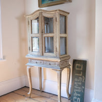 Painted Glass Cabinet On Stand with Single Drawer