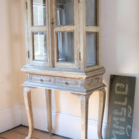Painted Glass Cabinet On Stand with Single Drawer