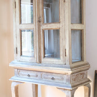 Painted Glass Cabinet On Stand with Single Drawer