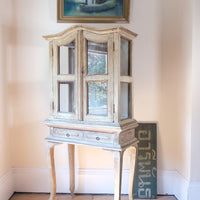Painted Glass Cabinet On Stand with Single Drawer
