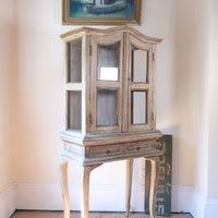 Painted Glass Cabinet On Stand with Single Drawer