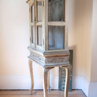 Painted Glass Cabinet On Stand with Single Drawer