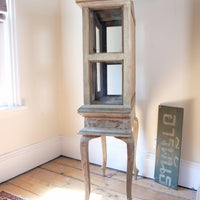 Painted Glass Cabinet On Stand with Single Drawer