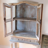 Painted Glass Cabinet On Stand with Single Drawer