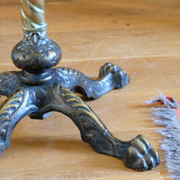 Antique Victorian brass telescopic wine table with mahogany top and lion’s paw feet