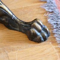 Antique Victorian brass telescopic wine table with mahogany top and lion’s paw feet