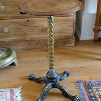 Victorian Brass Telescopic Wine Table with Lion’s Paw Feet