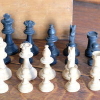 Staunton Boxwood & Ebonised Chess Set with Box