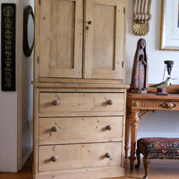 Antique pine linen press with 3 graduated drawers circa 1890