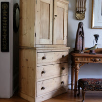 Antique pine linen press with 3 graduated drawers circa 1890