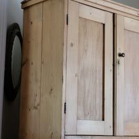 Antique pine linen press with 3 graduated drawers circa 1890