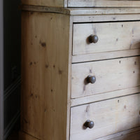 Antique pine linen press with 3 graduated drawers circa 1890