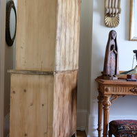 Antique pine linen press with 3 graduated drawers circa 1890