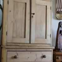 Antique pine linen press with 3 graduated drawers circa 1890