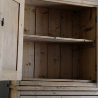 Antique pine linen press with 3 graduated drawers circa 1890