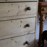 Antique pine linen press with 3 graduated drawers circa 1890