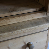 Antique pine linen press with 3 graduated drawers circa 1890