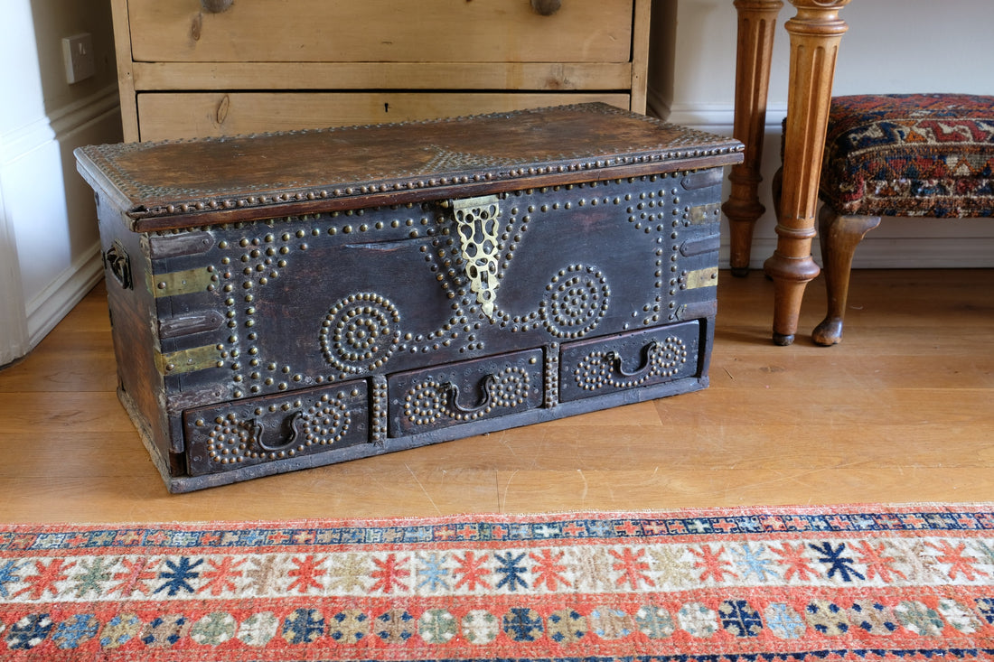 Antique Zanzibar coffer with brass straps