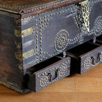 Antique Zanzibar coffer with brass straps