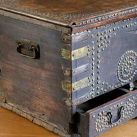 Antique Zanzibar coffer with brass straps