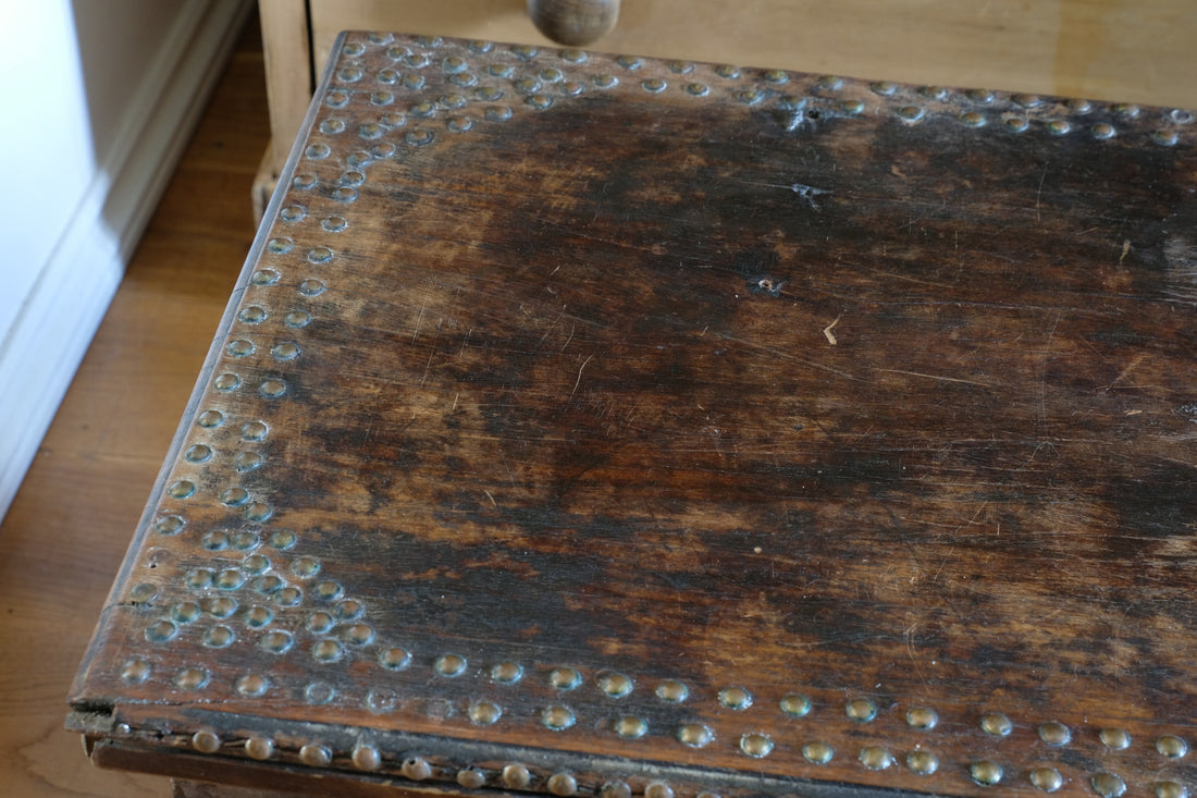 Antique Zanzibar coffer with brass straps