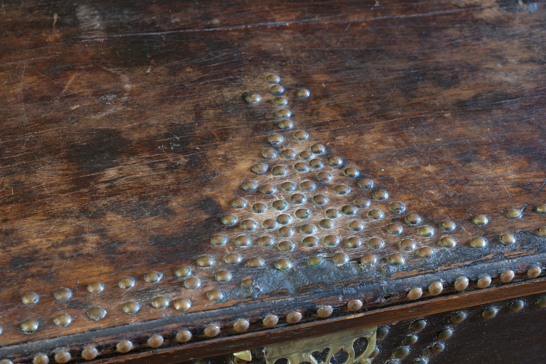 Antique Zanzibar coffer with brass straps