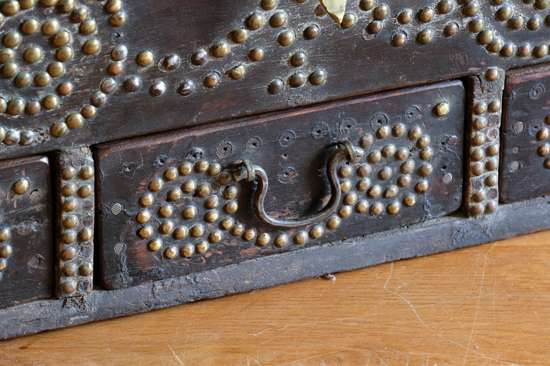 Antique Zanzibar coffer with brass straps