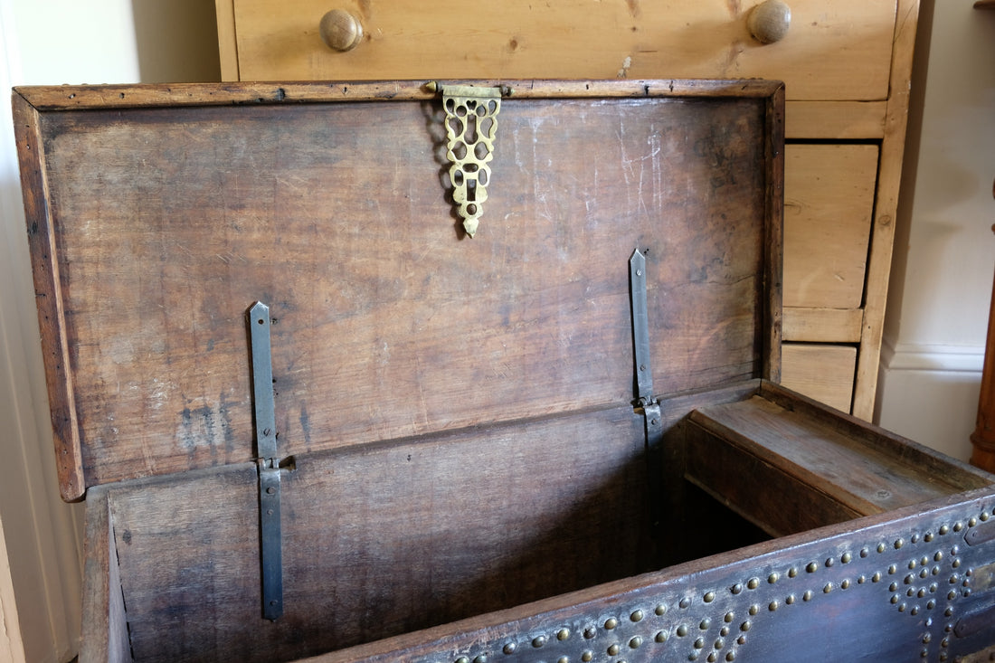 Antique Zanzibar coffer with brass straps